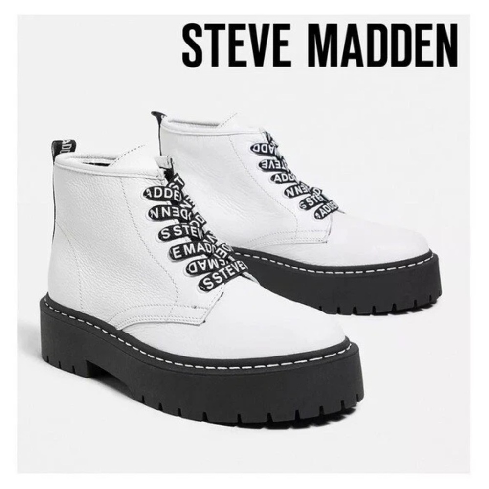 New! STEVE MADDEN “Vlais” Chunky Leather Platform Combat Boots